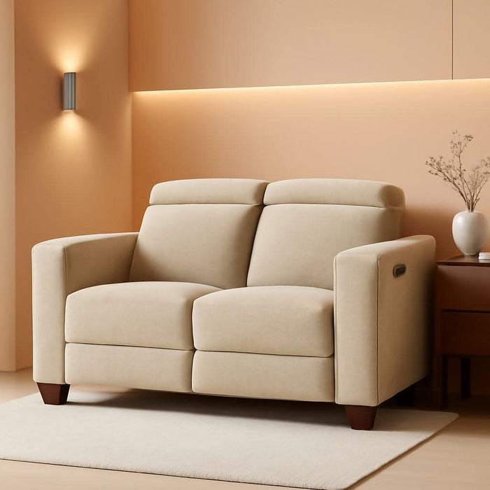 62.2'' Wall Hugger Power Loveseat Recliner Sofa with Adjustable Headrest and USB & Type C Dual Charge Ports for Living Room, Office (Fabric, HL198M1) (Beige)