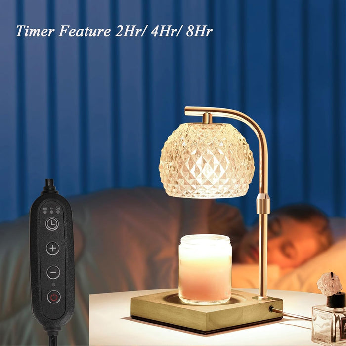 Candle Warmer Lamp with Timer, Dimmable Electric Candles Warmer Adjustable Height, Top Candle Melter Lamp for Scented Jar Candles, Clear, Gifts for Mom Women