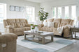 Tip-Off Classic Wall Hugger Power Reclining Sofa with Adjustable Headrest and USB Ports, Light Brown