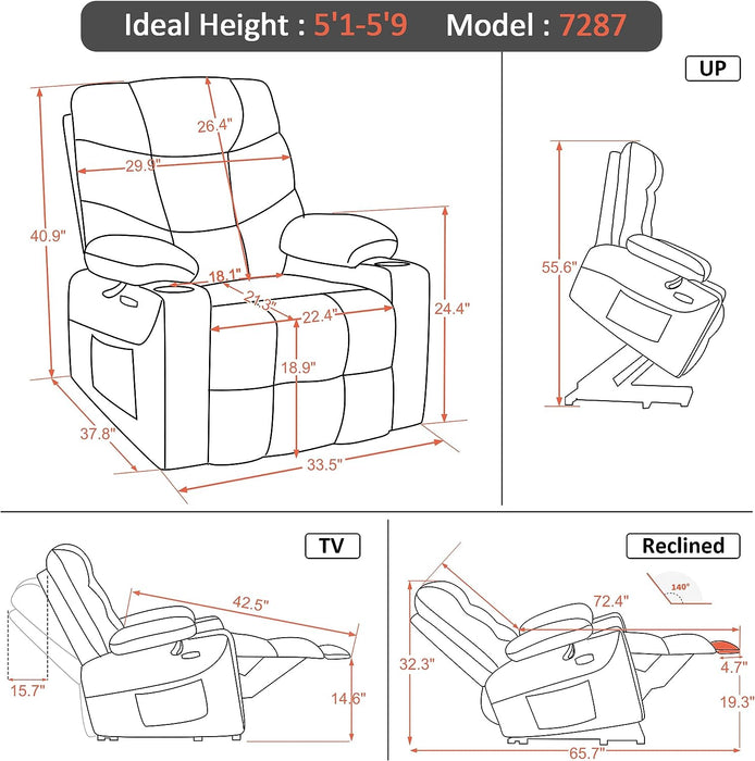 Power Lift Recliner Chair with Extended Footrest