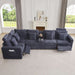 Oversized Modular Sectional Sofa with 2 Power Recliner, 5-Seater L-Shaped Corduroy Reclining Couch with Storage Console Charging Cup Holders, Fluffy Reclining Couches for Living Room,Grey