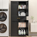 SeventyOneInchHeavyDutySteelStorageCabinetDrawerAdjustableShelvesBlack