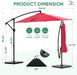 10FT Patio Umbrella, Cantilever Umbrella, UV Protection