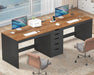 2 Person Desk with 5 Drawers and Power Outlets, 78.7 Inch Long Computer Desk with Storage File Cabinet, Two Person Home Office Double Desk with Storage, Brown and Black