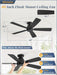 46 Inch Flush Mount Ceiling Fan No Light with Remote,Black Modern Low Profile Ceiling Fan without Light,6-Speeds,Quiet Reversible DC Motor,Indoor&Outdoor Ceiling Fans for Bedroom,Living Room