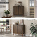 Fluted Buffet Cabinet with Storage, Small Accent Cabinet, Walnut