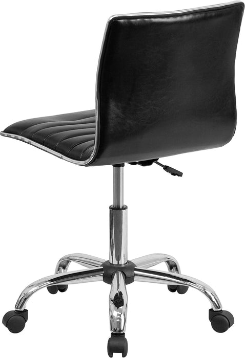 Alan Low Back Designer Armless Black Ribbed Swivel Task Office Chair