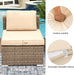 Outdoor Patio Wicker Daybed Furniture Set with Retractable Canopy, Storable Side Table, and Soft Cushions for Relaxing in Your Backyard or Porch, Light Brown and Beige