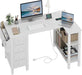 White 47Inch LShaped Corner Desk With ReversibleStorage