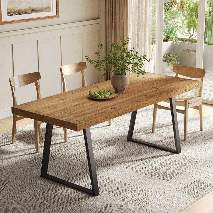 Industrial Dining Table for 4-6 People, 63 Inches Solid Wood Rectangular Kitchen Table with Heavy-Duty Metal Legs for Home, Dining Room, Small Space, Rustic Brown
