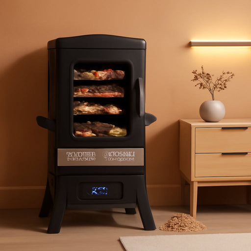 Large Vertical Electric Smoker Grill – 633 Sq in | 4-Rack BBQ Smoker with Built-In Meat Probe, Wood Chip Loader &Weather-Resistant Cover – Perfect for Steak, Fish, Ribs (Black)