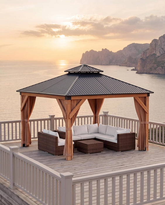 Hardtop Gazebo TenByTenFeet WeatherResistantDoubleRoof