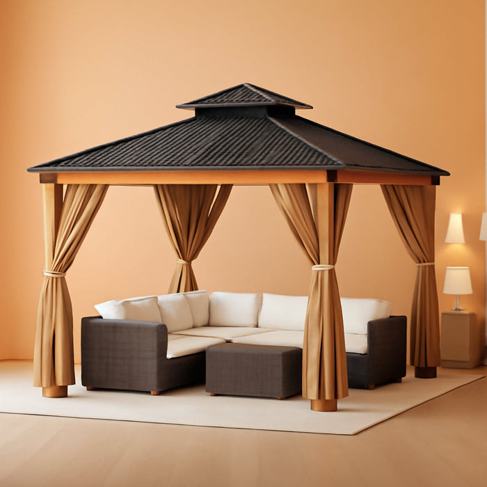 Hardtop Gazebo TenByTenFeet WeatherResistantDoubleRoof