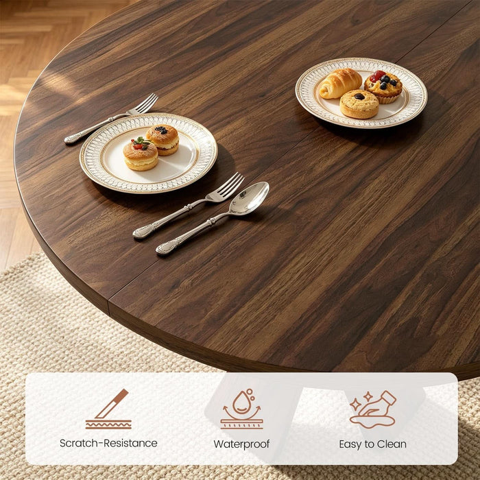 43.3" round Dining Table Set for 4 with Curved Solid Wood Frame