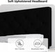 Queen Size Bed Frame with Headboard, Linen Fabric Upholstered Platform Bed Frame, Button Tufted Bed Frame Queen, Wooden Slat Support, No Box Spring Needed, Easy Assembly, Black