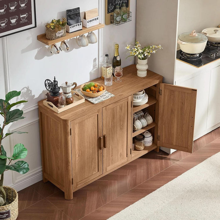 Sideboard Buffet Cabinet with Storage, 46" Arc-Shaped Credenza
