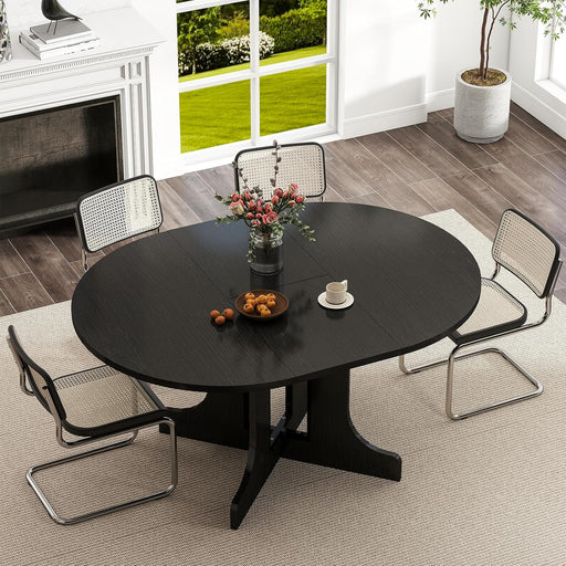Expandable Charcoal Circular Dining Table 43in 59in