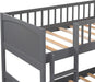 Triple Bunk Bed for Kids L Shaped Bunk Bed Solid Wood Twin over Twin over Twin Bed with 2 Drawers and 2 Ladders, No Box Spring Needed, Gray
