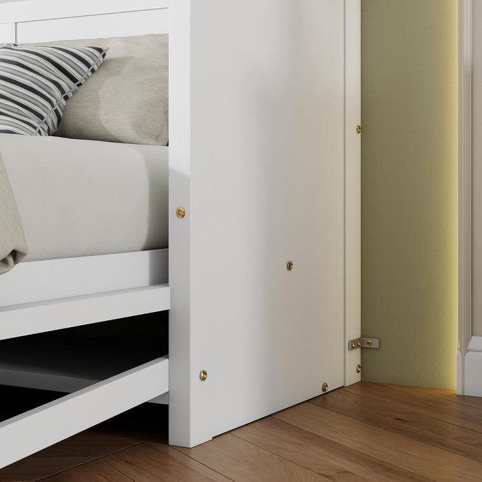 Queen-Size Murphy Desk Bed White-High-Gloss Finish