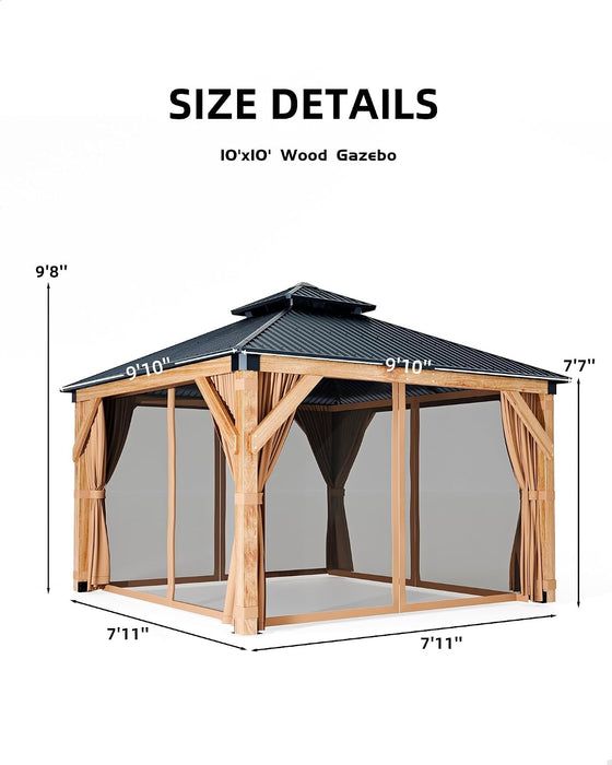 Hardtop Gazebo TenByTenFeet WeatherResistantDoubleRoof