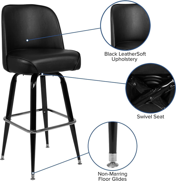 James 2 Pack Metal Barstool with Swivel Bucket Seat