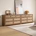 7 Drawer Dresser for Bedroom, 57" Wide Rattan Dressers, Large Chest of Drawers for Bedroom, Dresser TV Stand, Boho Closet Organizer (Reclaimed Caramel Oak, 7 Drawers (1 Pc))