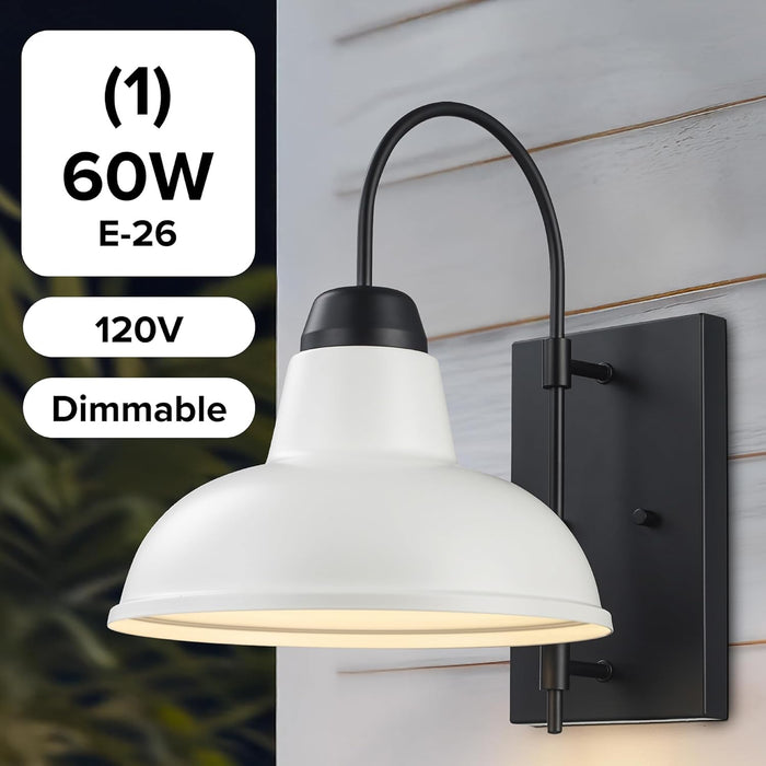 Asher Hamilton Hawthorne Outdoor Wall Lamp | White Finish | 11X11 Inch Exterior Wall Sconce | Wet Rated | E26 Bulb Compatible | Metal Construction for Porch, Patio, Garage (White, 11-Inch)