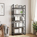 5 Tiers Bookshelf, Industrial Artsy Grey Bookcase Bookshelves, Book Rack, Storage Rack Shelves Books Holder Organizer for Books Movies in Living Room Home Office, Charcoal Gray + Black