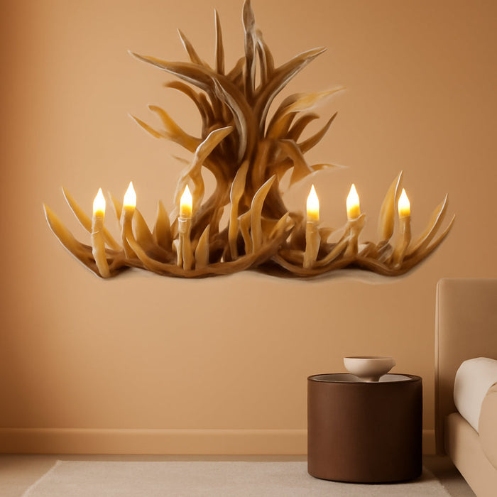 Deer Antler Chandelier Lighting,Large Deer Rustic Farmhouse Chandelier Light Fixtures for Dining Room Living Room Kitchen Island Bedroom Entryway Foyer (9 Lamp Arms + 6 Arms)