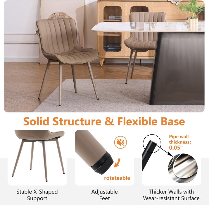 Dining Chairs Set of 2 Mid-Century Modern Kitchen Chairs Khaki