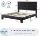 Queen Size Platform Bed Frame with Velvet Upholstered Headboard and Wooden Slats Support, Fully Upholstered Mattress Foundation/No Box Spring Needed/Easy Assembly, Black