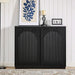 39" Black Real Wood Veneer Narrow Sideboard Buffet Storage Cabinet