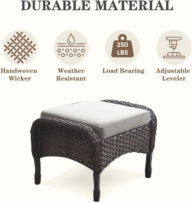 6 Piece Patio Conversation Sets - Wicker Patio Furniture Sets with Outdoor Swivel Rocker Chairs Outdoor Couch Perfect for Deck Patio Backyard, Brown Wicker Grey Cushion