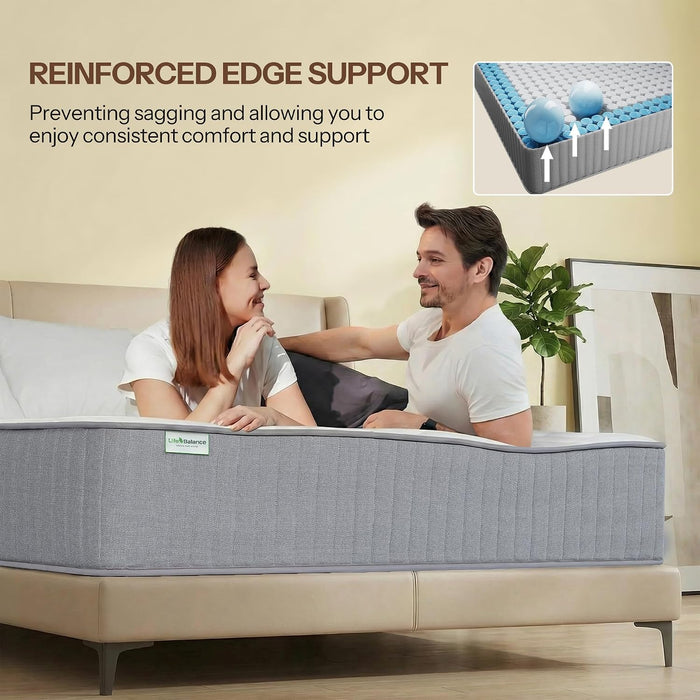 Serene 10 Inch King Hybrid Mattress, Premium Cooling Gel Memory Foam & Pocketed Coils for Spine Alignment & Pressure Relief, Medium Firm Feel, Fiberglass-Free, Certipur-Us Certified, Made in USA