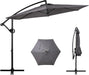 Offset Patio Umbrella with Easy Tilt Adjustment,Crank and Cross Base, Outdoor Cantilever Hanging Umbrella, Sunshade Free Standing Canopy, Dark Gray