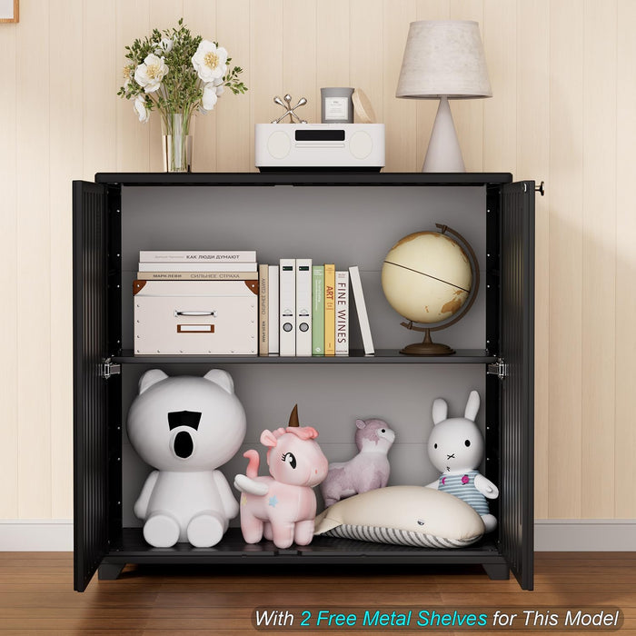 Outdoor Storage Cabinet With Doors Black 34x15x34