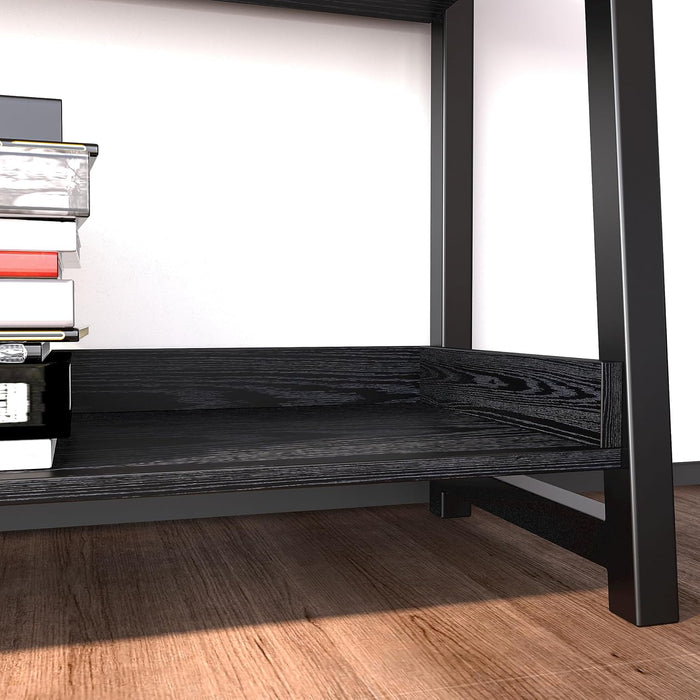 Industrial Bookshelf 5-Tier 31.5 in Wide, Bookcase Ladder Shelf, Storage Shelves Rack Shelf Unit, Accent Furniture Metal Frame, Home Office Furniture for Bathroom, Living Room