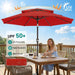 9Ft 2 Tiers Patio Umbrella with Solar Lights, Outdoor Umbrella W/ 32 LED Lights&8 Sturdy Ribs, Table Umbrella for Deck, Backyard, Pool(Red)