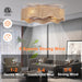 22" Boho Flush Mount Caged Ceiling Fans with Lights, Rustic Rattan Low Profile Ceiling Fans with Lights and Remote, Bladeless Fandelier Ceiling Fan with Light for Kitchen, Bedroom - ETL