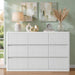 White 9 Drawers Dresser for Bedroom, 57" Wide Modern Fluted Chest of Drawers with Curved Profile, Handleless, Vertical Dressers for Bedroom, Living Room, Hallway