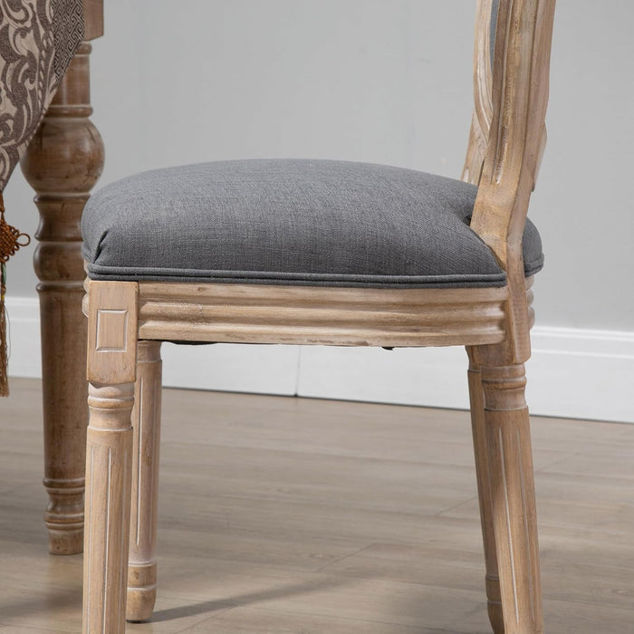 Upholstered Dining Chair Set of 2, French-Style Armless Accent Chairs with Back and Thick Padding, Gray