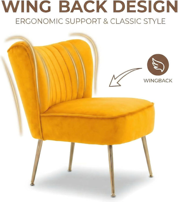 Yellow Wingback Slipper Armchair UltraLux Deluxe Two