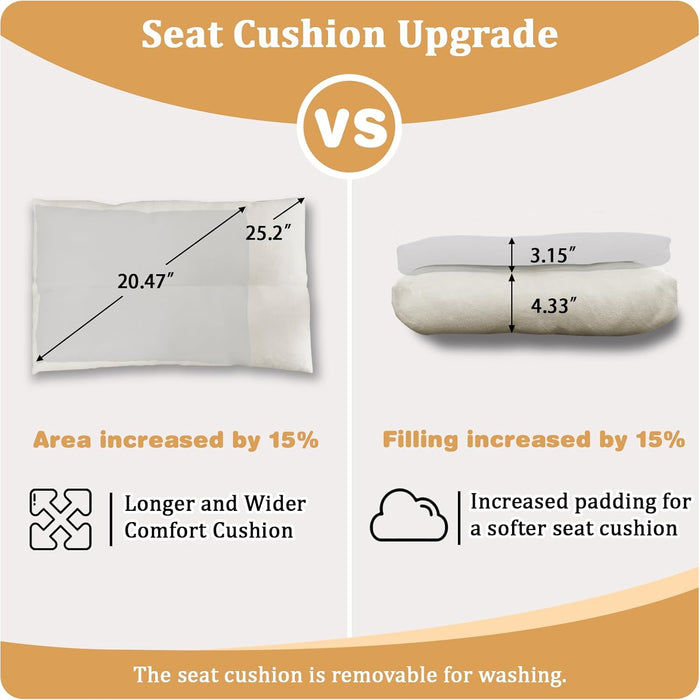 Ottoman Foot Rest- Bamboo Foldable Stool, Foot Stools Small Ottman with Upholstered & X Legs, Folding Stool for Makeup, Bedroom and Living Room (Large Beige)