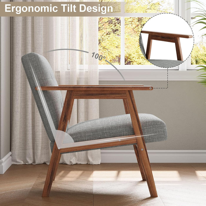 Gray Upholstered Contemporary Accent Chair With Walnut