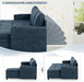 Blue Genuine Suede Leather 110Inch Sectional Sleeper