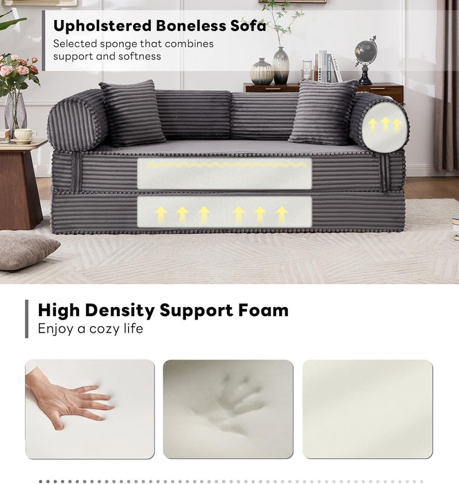 Gray Corduroy Convertible Sectional Sofa Bed Cushions