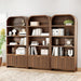 Walnut 70-Inch Freestanding Arched Bookcase Fluted Drawer