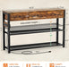 47'' Entryway Table with Outlets and USB Ports, Console Table with 3 Drawers, Sofa Table Narrow Long with Storage Shelves for Living Room, Couch, Hallway, Foyer, Kitchen Counter, Rustic Brown