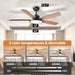52 Inch Black Ceiling Fans with Lights Led Remote Control Flush Mount Low Profile for Bedroom Living Dining Room Outdoor Farmhouse Patio,Reversible,Dc Motor,Diammable,Buzzer On/Off,5 Blades