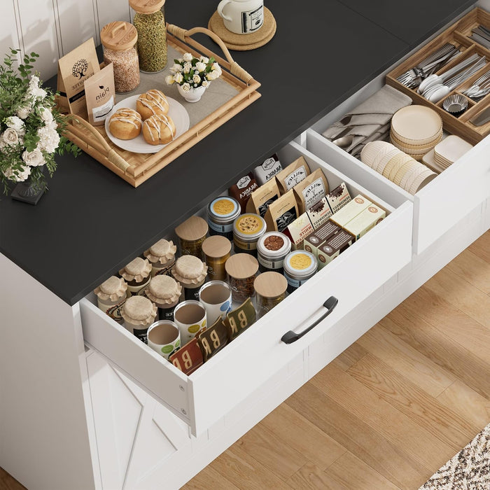 71" W Kitchen Buffet Cabinet with Storage, Large Coffee Bar Cabinet